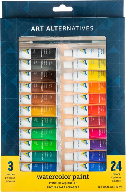 ECONOMY WATERCOLOR PAINT SET 12ML TUBES 24-COLORS