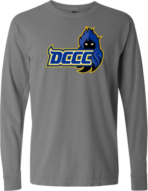 Delaware CC Comfort Colors Long Sleeve T Shirt DCCC Wordmark with Mascot - ONLINE ONLY