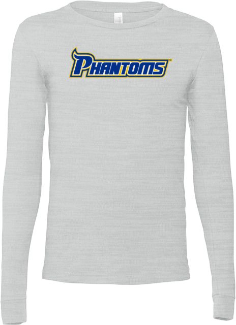 Delaware CC Bella + Canvas Jersey Cotton Long Sleeve T Shirt Phantoms Wordmark - ONLINE ONLY