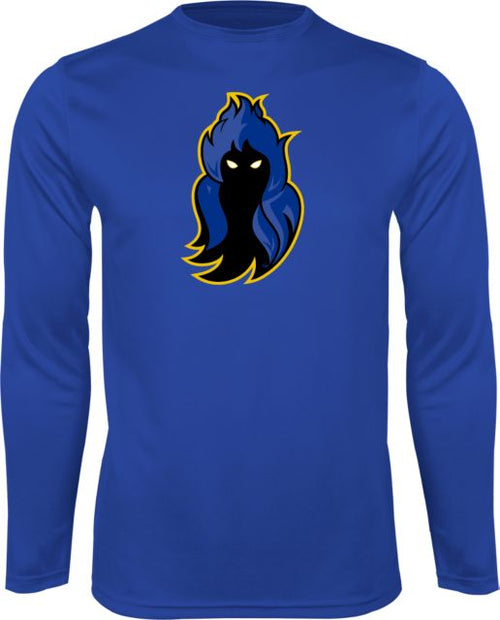 Delaware CC Performance Long Sleeve Shirt DCCC Phantom Mascot - ONLINE ONLY