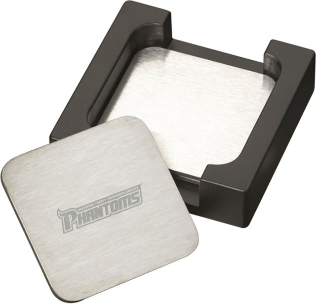 Delaware CC Stainless Coaster Set Delaware County Community College Phantoms Wordmark  Engraved - ONLINE ONLY
